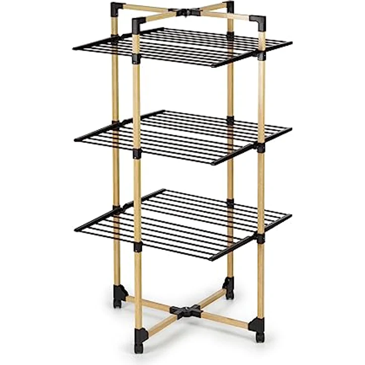 Vitapur Faltbarer Wäscheständer | Standtrockner 69x136x69 cm | Stabile Räder | Bis zu 20 kg Wäsche | Ideal für kleine Wohnungen | Schwarz – Bild 1