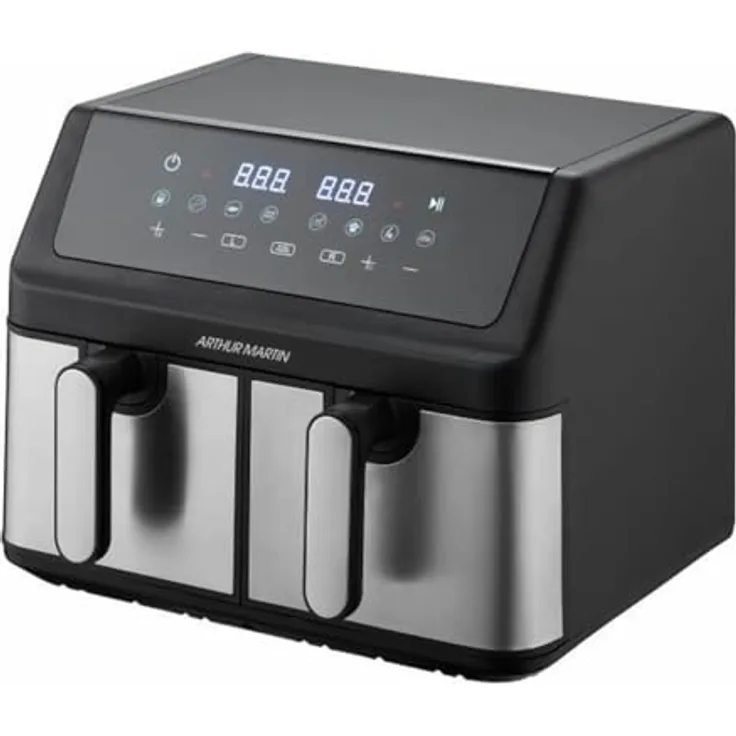 Arthur Martin Airfryer AMPF9, Heißluftfritteuse mit 2 x 4,5L Fässern, 2000W, mehrfarbig, LED-Display