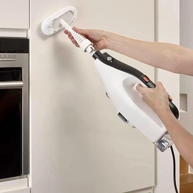 SEVERIN 2-in-1 Dampfreiniger mit Mehrzweckfunktion & praktischem Kombi-Zubehör, für Hartböden und Teppiche, entfernt 99,9% Bakterien, 5 Sekunden Aufheizzeit, 1.400 W, 2,7 kg, weiß-schwarz SC 7145 – Bild 2