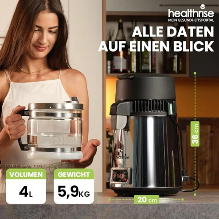 Health Rise Wasserdestilliergerät | Vollautomatisch, Sicher und Zuverlässig | für Zuhause, Zahnklinik, und Labor | 2 Jahre Garantie – Bild 5