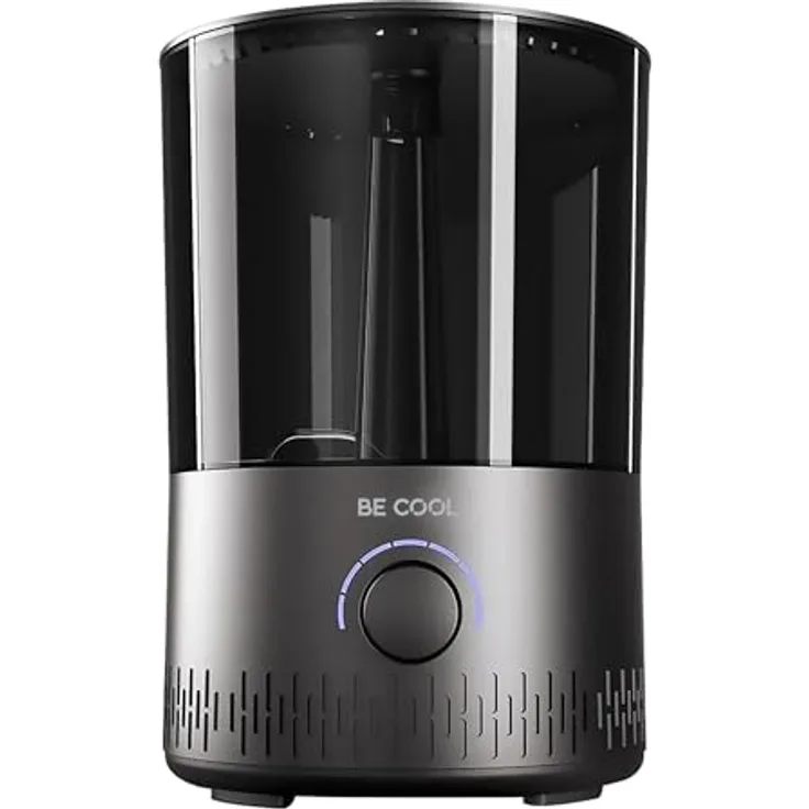 Be Cool Luftbefeuchter 2-in-1, Warm-/Kaltluft mit 7 einstellbaren Stufen, 360° Drehung, 12 Stunden Laufzeit, 5L Tank, Schwarz