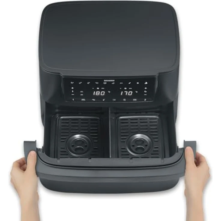 Severin Heißluftfritteuse FR 2490 "Flex Max Dual", 9 l, 2600 W, intelligente Heißluftzirkulation, Touch-Bedienung – Bild 7
