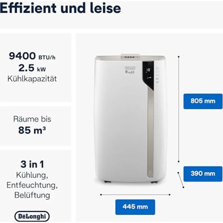 De'Longhi Pinguino PAC EX93 mobile Klimaanlage - leises Klimagerät für Räume bis 85m³, Weiß, 60dB(A) – Bild 2