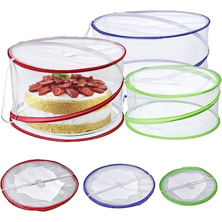 Westmark Speisehauben Hoody – faltbare Abdeckhauben für Lebensmittel, Fliegenschutz und Insektenschutz beim Essen draußen, praktische Obsthaube – ø 39, 34, 30 cm, 3 Stück