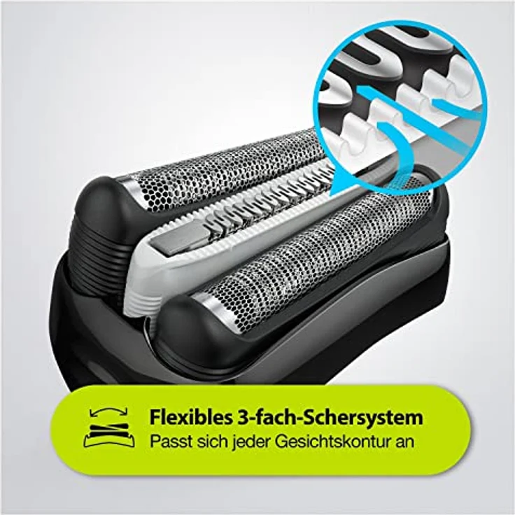 Braun Series 3 3-in-1 Elektrorasierer, Barttrimmer mit 5 Kammaufsätzen, Wet&Dry, 45 Minuten Akkulaufzeit, wiederaufladbarer und kabelloser Rasierer, schwarz/grau – Bild 3
