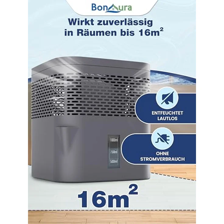 BonAura® Luftentfeuchter, Raumentfeuchter ohne Strom für Räume bis 16m², inklusive 450g Nachfüllpack - effektiver Schutz vor Schimmel und Feuchtigkeit – Bild 5