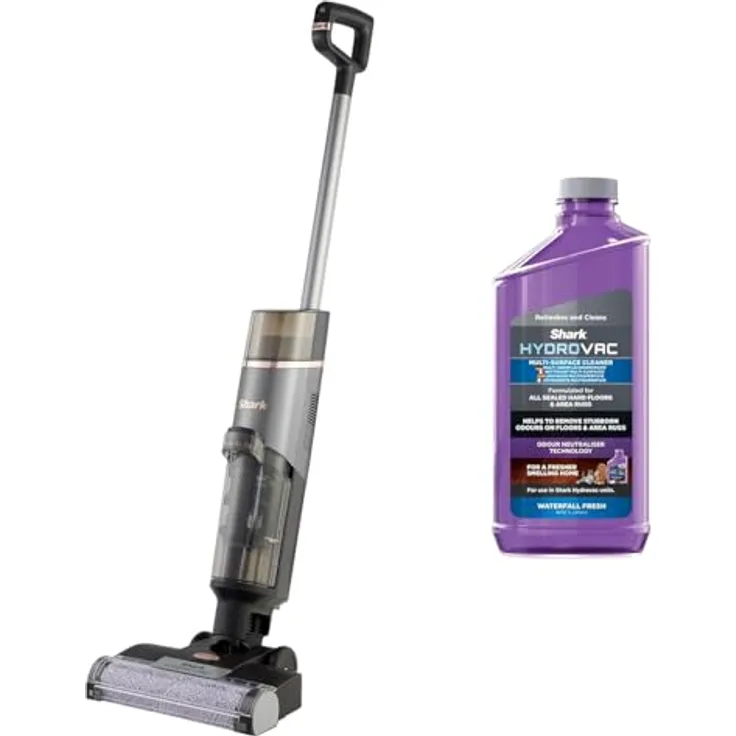 Shark HydroVac WD210EUCP, Akku-Nass-Trockensauger mit Wischfunktion, Selbstreinigung, für Hartböden und Teppich, bis 88,5m², inkl. 1,5l Reinigungsmittel und Ladestation