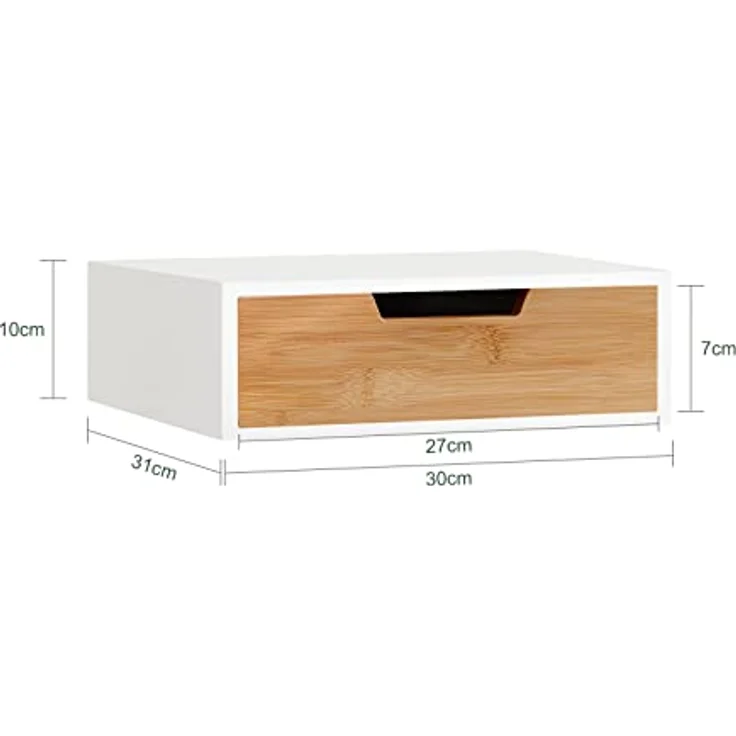 SoBuy FRG179-WN Kaffeekapsel Box aus MDF und Bambus Kapselspender Kapselhalter, Monitorständer mit Schublade, schlichtes Design, ideal für Kapseln und Schreibwaren, belastbar bis 20kg – Bild 4