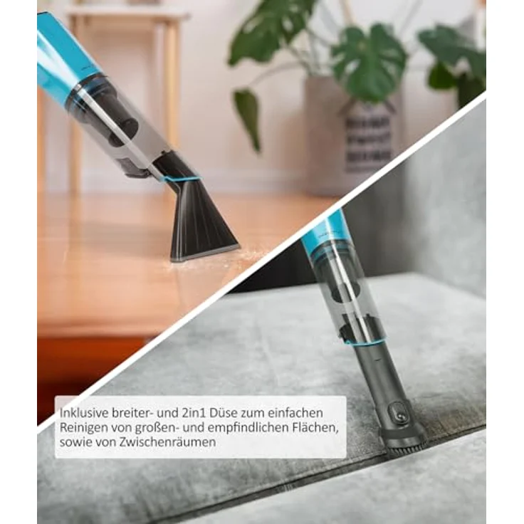 Genius Invictus ONE Prestige Akku-Handstaubsauger Set 9tlg, 12000 Pa Saugleistung, HEPA Filter, Ladestation, Tierhaarbürste, Blau – Bild 5