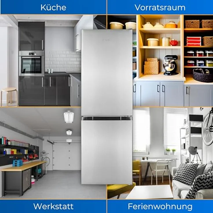 Exquisit Kühl-Gefrierkombination KGC231-60-E-050C inoxlook | 157 l Nutzinhalt | 4-Sterne-Gefrieren | Alarm – Bild 5