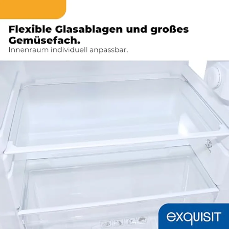 Exquisit KS516-4-E-040E, Kühlschrank 109 l mit Gefrierfach, unterbaufähig, Energieklasse E, 40 dB, freistehend, schwarz – Bild 7