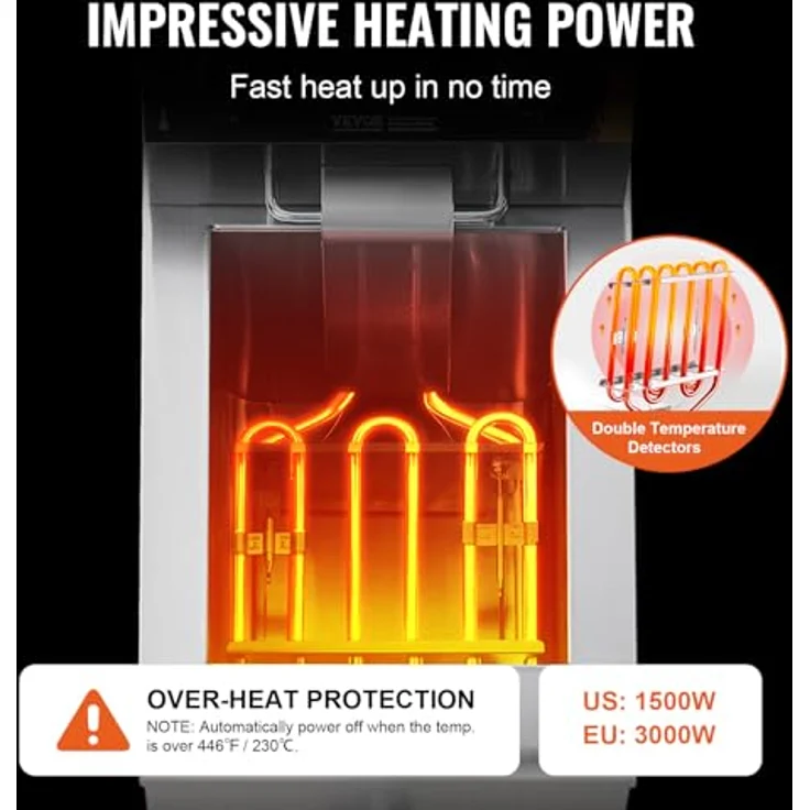 VEVOR 1500 W Kommerzielle Fritteuse, 9 L Edelstahl mit Temperatur- und Zeitkontrolle, Überhitzungsschutz für Küche, Restaurant, Café, Bar – Bild 3