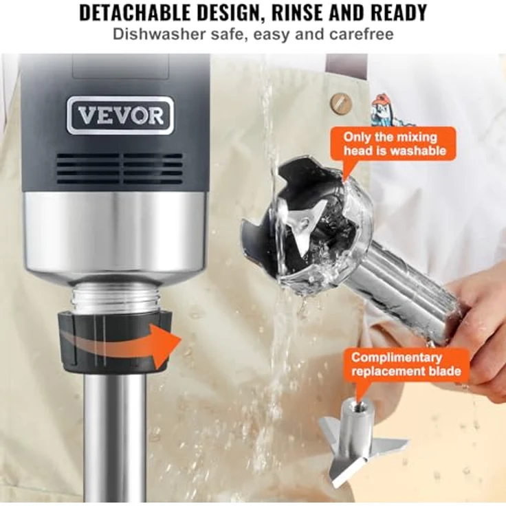VEVOR Stabmixer 500 W Einstellbar 4000-18000 U/min Edelstahl 855 mm Abnehmbarer, Premium-Motor, lebensmittelechtes Stahlmesser – Bild 3