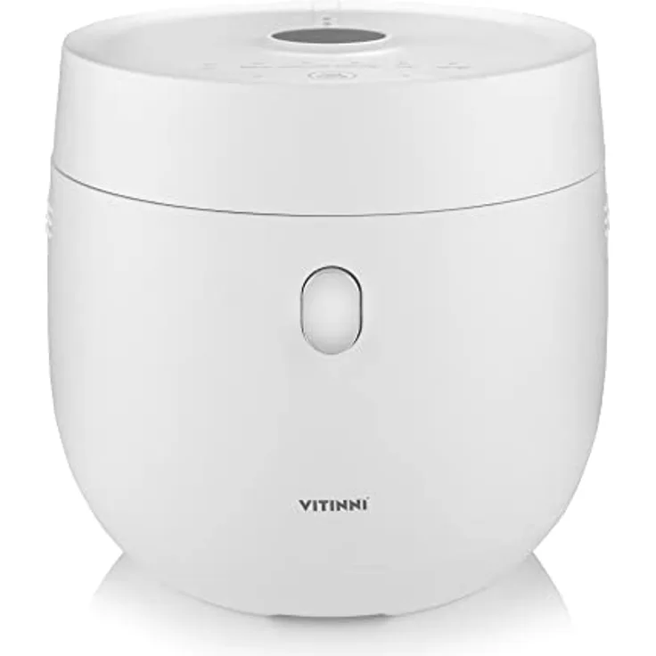 Vitinni Reiskocher, LED-Display, Touch-Steuerung, einfaches Kochen von Reis, antihaftbeschichtet, kompaktes Design, weiß, Warmhaltefunktion, 1 l, Für 1-4 Personen, inkl. Löffel & Messbecher