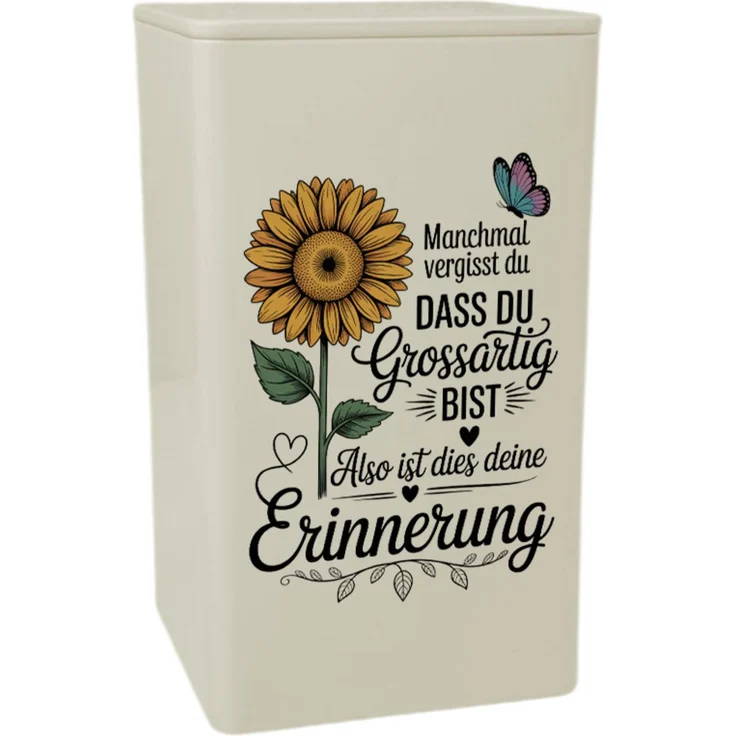 speecheese Du bist großartig Dose 900ml mit Sonnenblumen-Design, Schmetterling und Herzmotiven