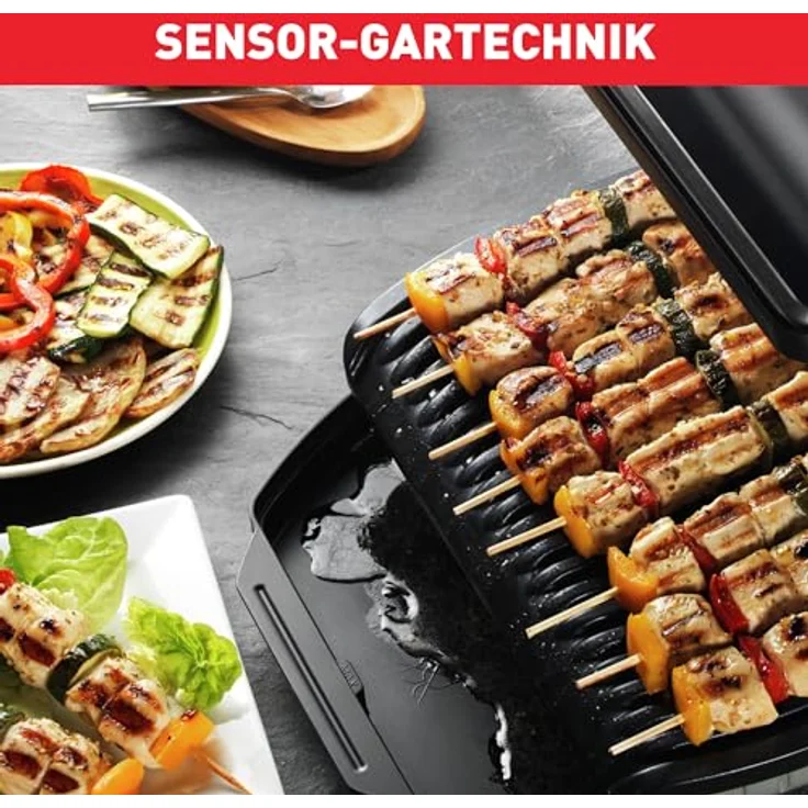 Tefal GC7058 OptiGrill Kontaktgrill, antihaftbeschichtet, 2000 Watt, 6 automatische Programmefläche 30 x 20 cm, Warmhaltefunktion, schwarz – Bild 6