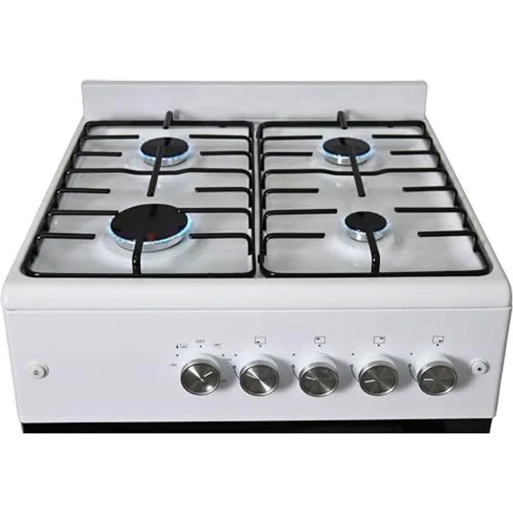 Gasline Gas Standherd 4 Flammig 60cm breit, Gas-Backofen mit Thermostat, Grill und Umluft Weiß SHGG6060FG Erdgas/Propangas – Bild 3