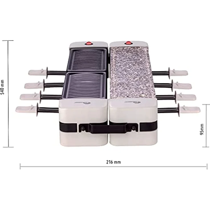 LITTLE BALANCE 8502 Wing & Cheese Duo 1200 Raclette aus Stein, 360° drehbar, 8 Personen, 1200 W, Weiß – Bild 2