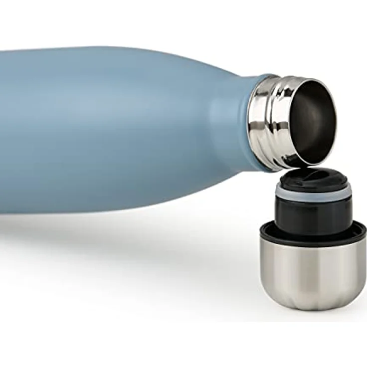 Blumtal® Trinkflasche Edelstahl Charles, 750 ml Thermosflasche, auslaufsicher, doppelwandige Isolierung, BPA-frei, Dove Grey - Grau-Blau – Bild 3