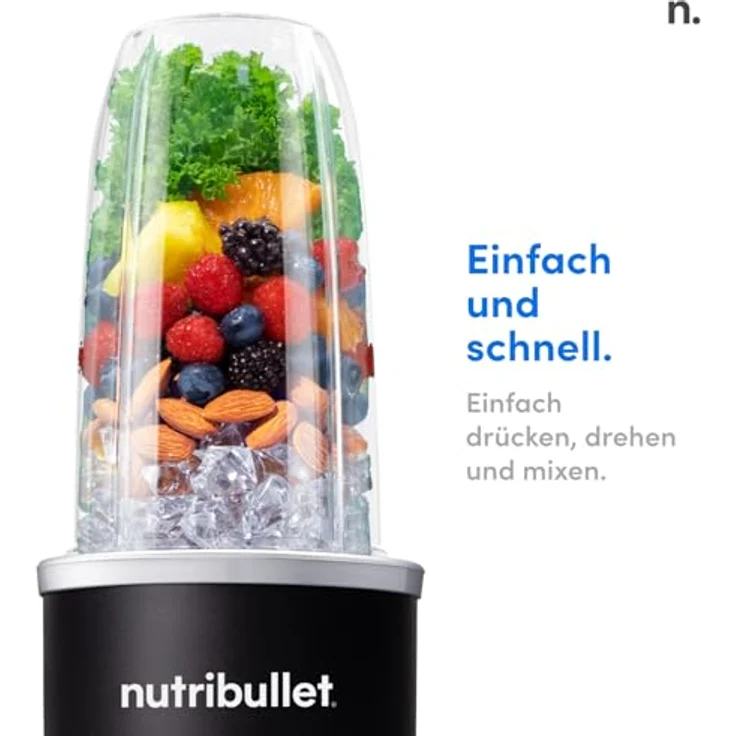 NutriBullet Nutribullet Pro 1200, Elektrischer Mixer, Zerkleinerer, Smoothie Mixer, Multifunktionsmixer, 1200w Leistung, 700ml und 900ml Gläser, schwarz – Bild 3