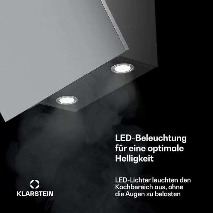 Klarstein Silver Lining 60 cm Kopffrei-Dunstabzugshaube, 557 m³/h Abzug, Edelstahl, LED-Beleuchtung, Tastenbedienung, A++ – Bild 5