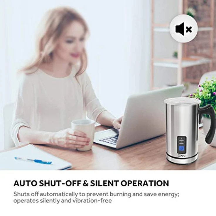 OZAVO Milchaufschäumer, elektrische Milk Frother, 240ml Kapazität, 500W Milchschäumer, Warm und Kaltaufschäumen für Kaffee, Cappuccino, antihaftbeschichtet, 360° Basisstation – Bild 5