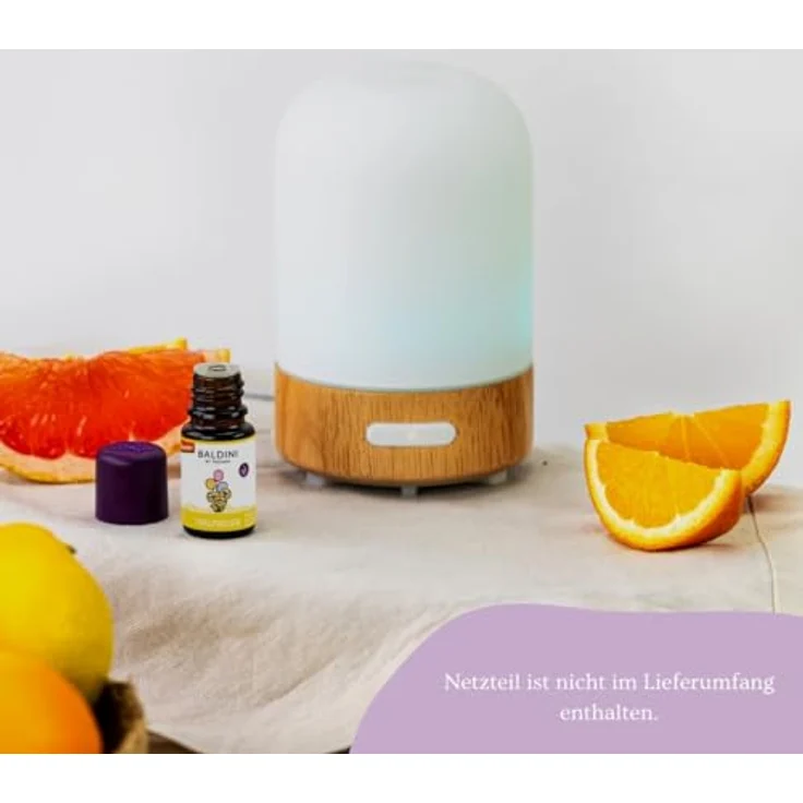 Baldini Duftlampe Taowell Natura Mini, Ultraschallvernebler mit Echtholzelement und farbwechselndem Licht, inkl. Naturduft Feelfreude – Bild 3