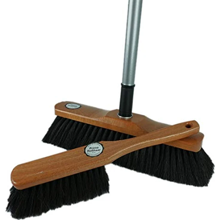 Novaliv Kehrgarnitur 19528-19527-19522, Handfeger und Teleskop-Zimmerbesen mit Rosshaar-Mischung, Maße Handfeger 29x7x8 cm, ausziehbarer Stiel von 74 cm bis 129 cm – Bild 1