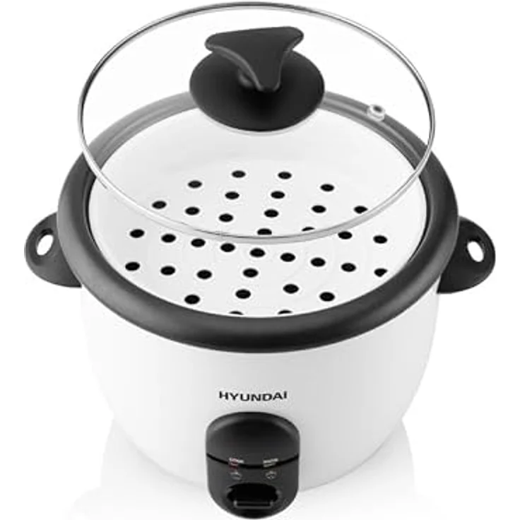 HYUNDAI ELECTRONICS Reiskocher RC150, 1,5 l, 1200 g Reis, 460 W, Reiswärmer, Antihaftbeschichteter Gartopf, Weiß – Bild 5