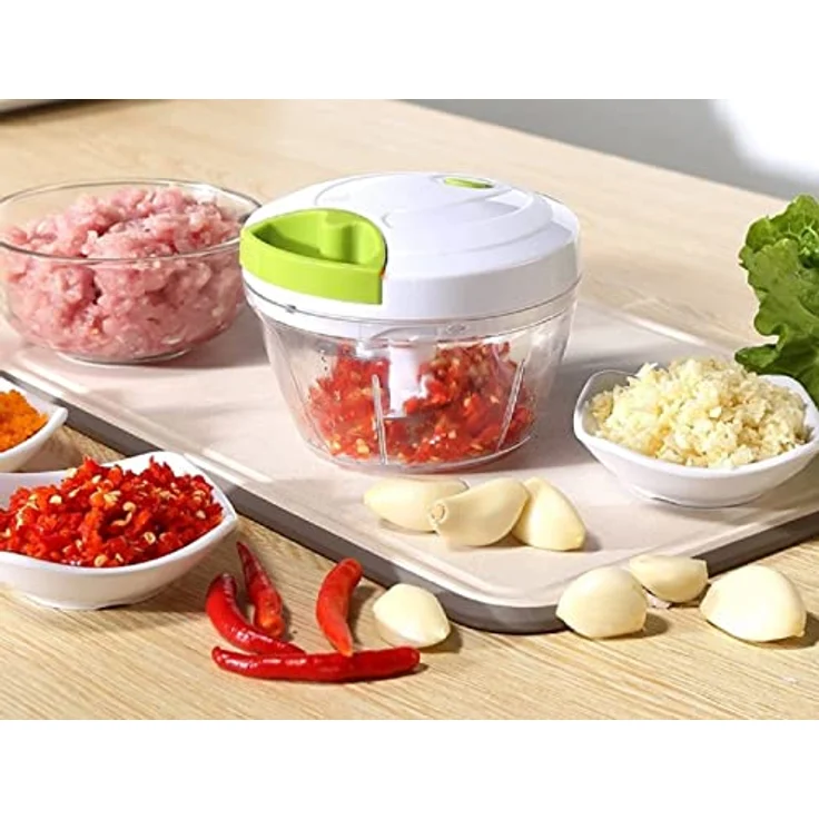 Cheffinger Zerkleinerer Multischneider Mixer Rührer 600ml Hacker, weiß und grün, leicht zu reinigen, ideal für Camping und Ausflüge – Bild 6