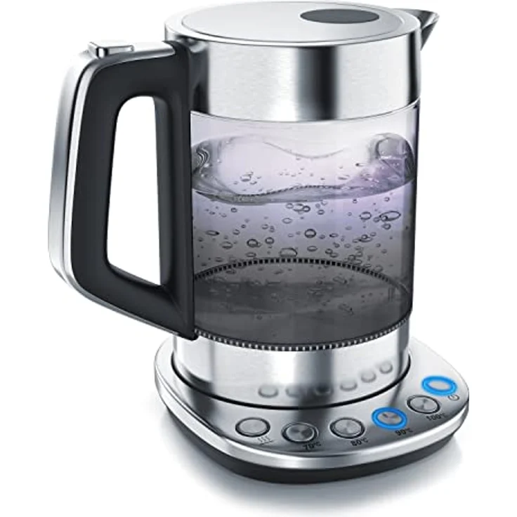 Arendo Rauchglas Glas-Wasserkocher mit Temperatureinstellung, 2200W, 1,5L, Edelstahl, Warmhaltefunktion – Bild 3