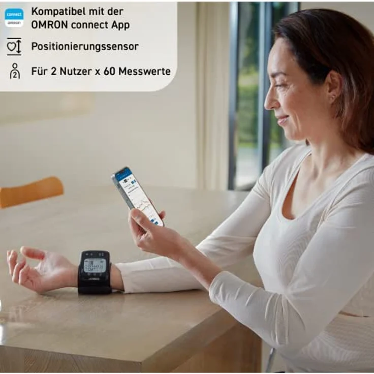 OMRON RS7 Intelli IT Handgelenk-Blutdruckmessgerät mit Positionierungssensor und Bluetooth-Konnektivität für den Einsatz zu Hause oder unterwegs – Bild 2