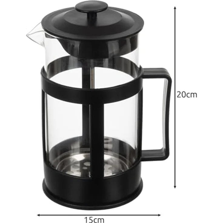 Ruhhy French Press Teebereiter mit dreifachem Edelstahlfilter für losen Tee Kaffeepresser 1 Liter Hitzebeständiges Glas in Schwarz – Bild 2