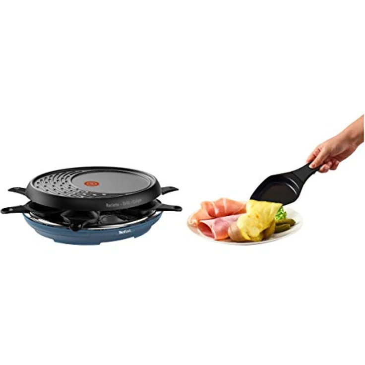 Tefal Raclette Colormania 3-in-1 Raclette für Grill und Crêpe, Antihaftbeschichtung, Easy Plus, 8 Schälchen, spülmaschinenfest, 1050 W, Stahlblau RE310401 – Bild 3