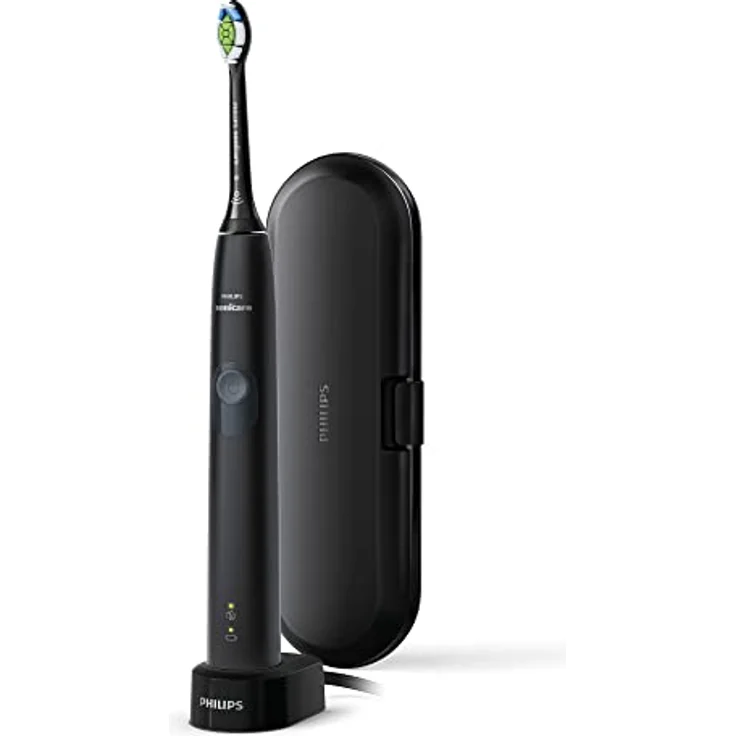 Philips Sonicare HX6800/87 ProtectiveClean 4300 Elektrische Schallzahnbürste mit integriertem Drucksensor, 1 Reinigungsmodus, 1 x BrushSync-Funktion, Schwarzgrau, 2-poliger Stecker – Bild 1