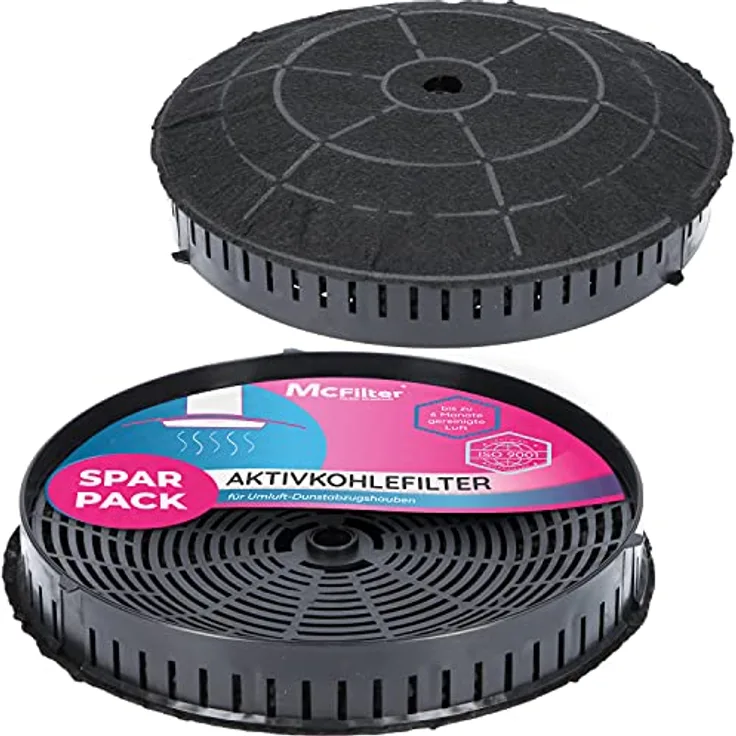 McFilter | 2x Aktivkohlefilter Ø 180mm für Dunstabzugshaube geeignet für Kohlefilter Elica CFC0038668 Typ57, Nyttig 440, AEG 4055171138 - Filter für Abzugshaube