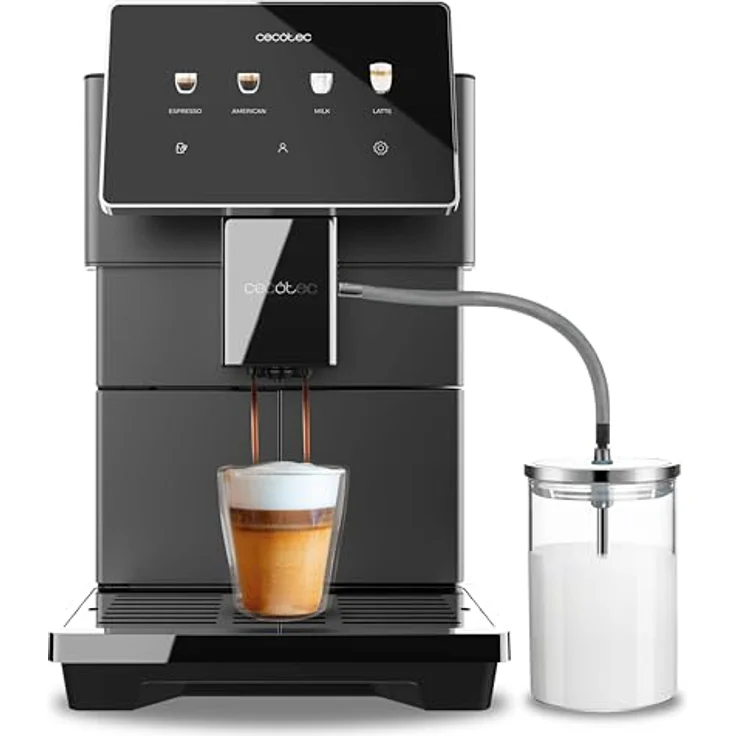 Cecotec Kaffeemaschine Vollautomat Cremmaet Tempo, 7" TFT-Bildschirm, 13 Kaffee-Rezepte, 6 Benutzerprofile, 1350 W, 19 Bar Druck, 1,5 L Wassertank, 600 ml Milchtank – Bild 1