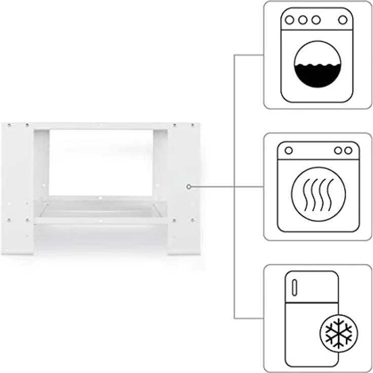 Xavax Waschmaschine Trockner Schrank, Untergestell 60x60 cm mit klappbarem Bodenfach, waschmaschinenerhöhung und Tragkraft 150 kg – Bild 3