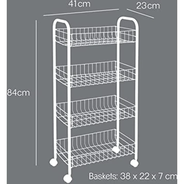 Metaltex Ascona- Mehrzweckwagen mit Rollen, Grau, 41 x 23 x 84 cm – Bild 4
