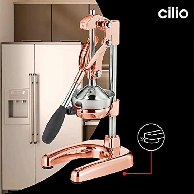 Cilio C309454 Manuelle Saftpresse, Zinkdruckguss, Kupfer, 23 x 19 x 44 cm – Bild 5