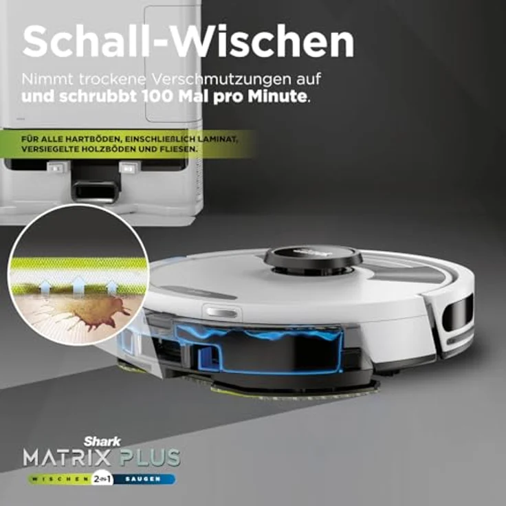 Shark Matrix Plus 2-in-1 Wisch- & Saugroboter mit LiDAR Home Mapping, selbstentleerend, für Teppiche & Hartböden, Anti-Allergen, selbstaufladend, Weiß RV2620WAEUWH – Bild 4