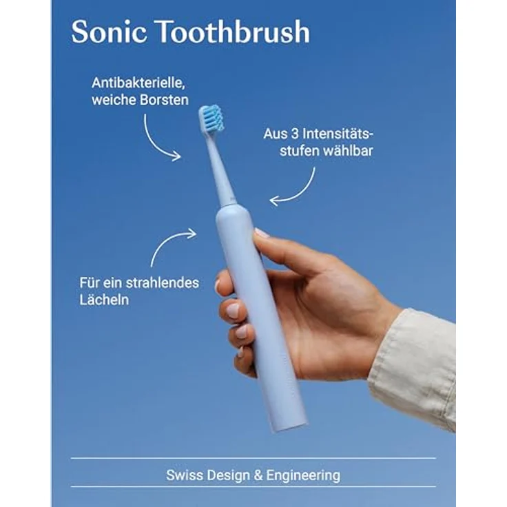 ALPINE WHITE Sonic Toothbrush - Elektrische Schallzahnbürste mit bis zu 40'000 Schwingungen pro Minute und 3 Intensitätsstufen – Bild 3