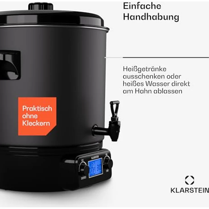 Klarstein Biggie Digital Einkochtopf, 27L Edelstahl, 2000W mit Heizfunktion und Zapfhahn – Bild 7