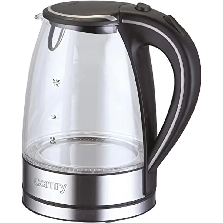 Camry CR 1239 Elektrischer Wasserkocher, Glas, Kunststoff, Schwarz, Transparent, 1,7 Liter – Bild 3