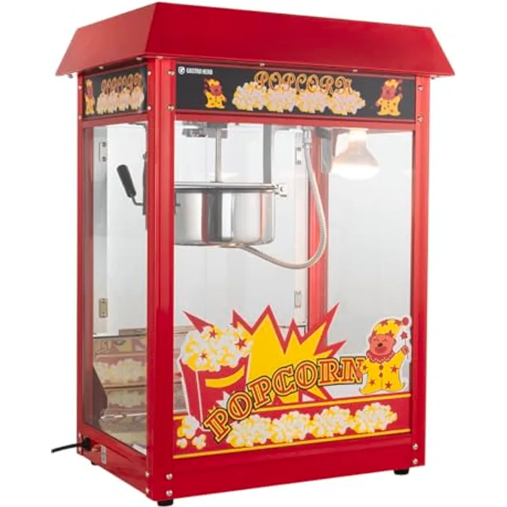 GastroHero Popcornmaschine groß, professionelle Popcornmaschine mit Überhitzungsschutz, Edelstahl-Design, optimale Kapazität für Gastronomie 