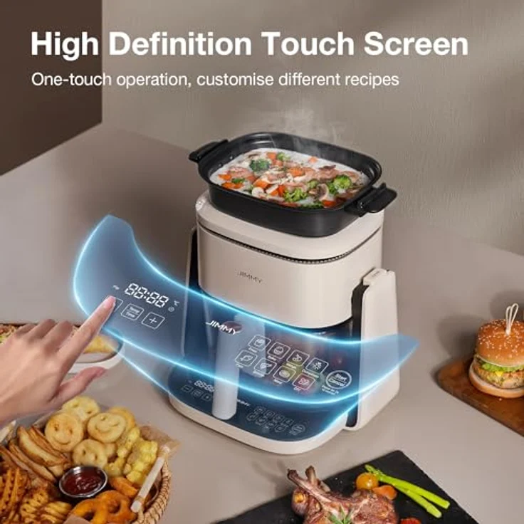 Jimmy AF3 2-in-1 Multifunktions-Luftfritteuse mit Plattenfunktion, 4 Liter, 1100 W, 8 Kochprogramme, Schwarz – Bild 4