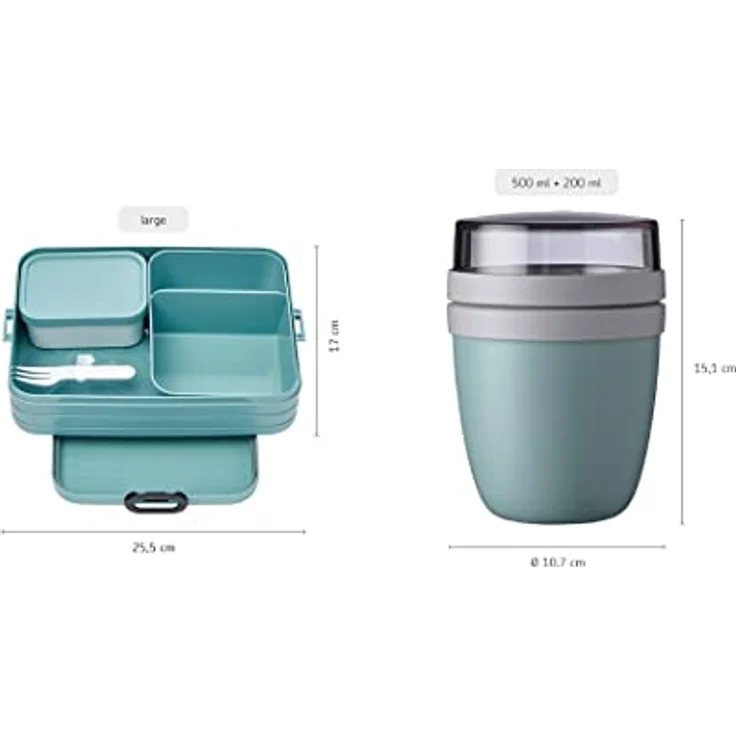 Mepal Lunchbox Take a Break Large, Bento-Lunchbox mit Fächern u. Lunchpot, bis zu 8 Butterbrote, Kunststoff – Bild 4