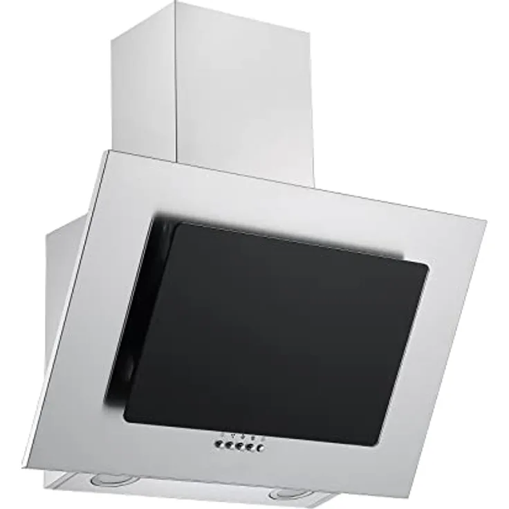 Respekta Dunstabzugshaube kopffrei / Dunstabzugshaube schräg 60 cm / Edelstahlgehäuse mit Glasschirm in Schwarz / Abluft - und Umluftfunktion / CH2060SBM / B / 58 – 63 dB