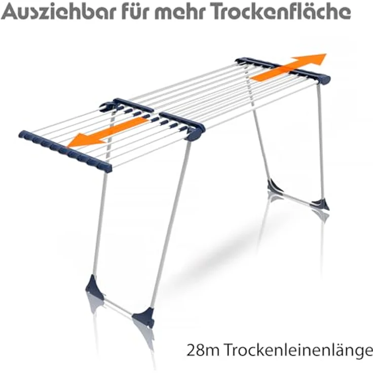 BigDean Wäscheständer Jumbo Weiß ausziehbar 28m Trockenlänge - stabile Konstruktion, platzsparendes Design – Bild 5