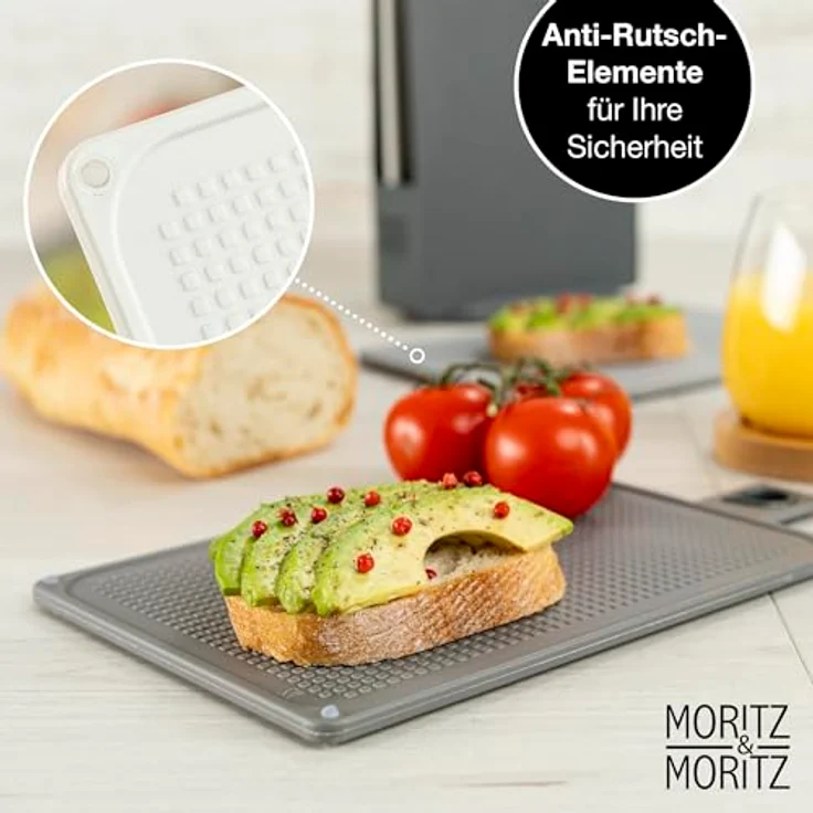 Moritz & Moritz Schneidebrett-Set – 20,5 x 14,5 cm – 4 Stück, hygienische Farbvarianten, rutschfeste Oberflächen - Küchenbrett mit praktischen Griffen – Bild 5